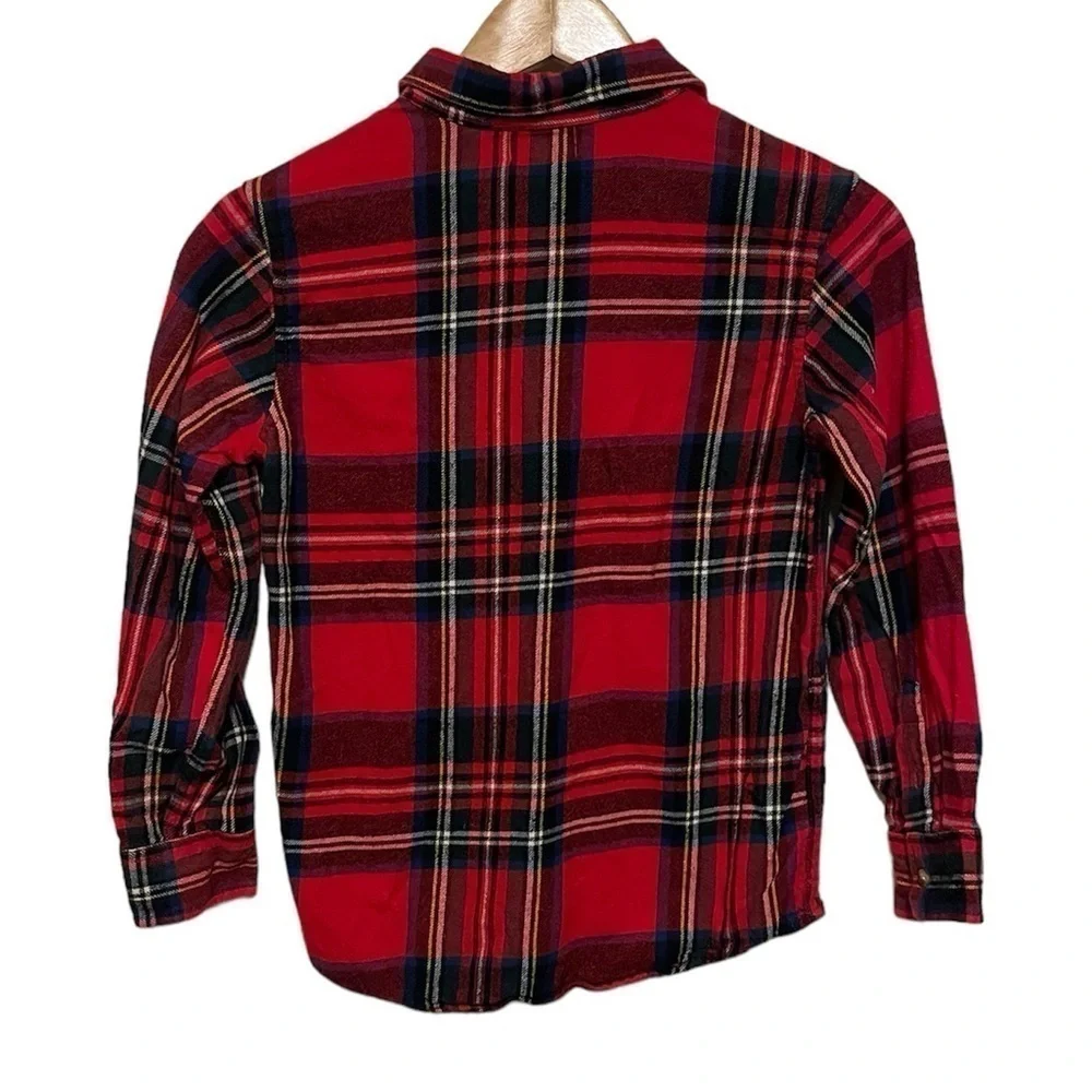 Old navy boys red plaid long sleeve 100% cotton button up shirt